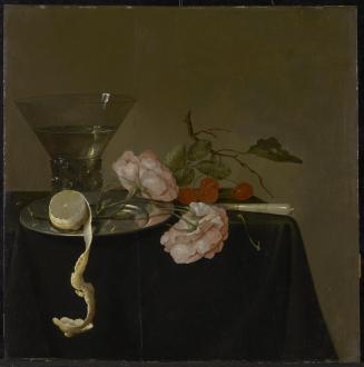 Still Life with Drinking Glass, Fruit and Roses