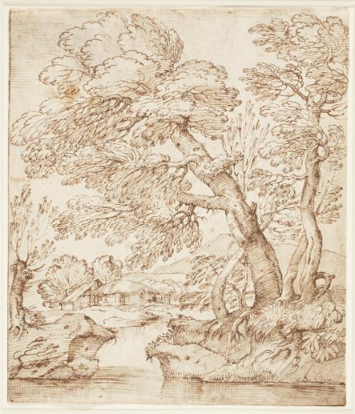 Landscape with Trees (recto); Studies for the Decoration of a ceiling (verso)