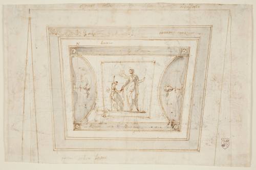 Design for Part of a Ceiling (recto); Landscape with Six Figures (verso)