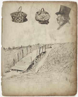 Landscape with baskets and man's head in profile