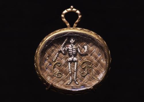 Mourning Ribbon Slide: Skeleton on Plaited Hair