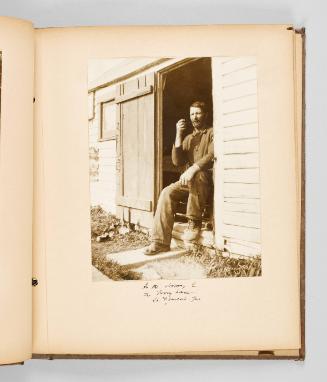 In the doorway of the ferry house, St. Francois, Que. Page 24 of The Abenaki; from collection of Canadian albums compiled by Edith S. Watson, 1890s-1930s