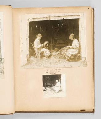 Tying sweergrass into "hanks" for the market. Page 7 of The Abenaki; from collection of Canadian albums compiled by Edith S. Watson, 1890s-1930s