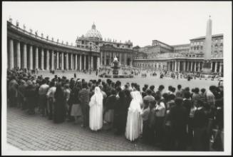 Large crowds of people line up in St. Peter's Square to view Pope John Paul I lying in state, 29 September 1978