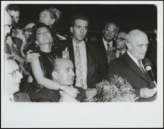 Ciriaco De Mita with his sons and their partners at a Christian Democracy meeting