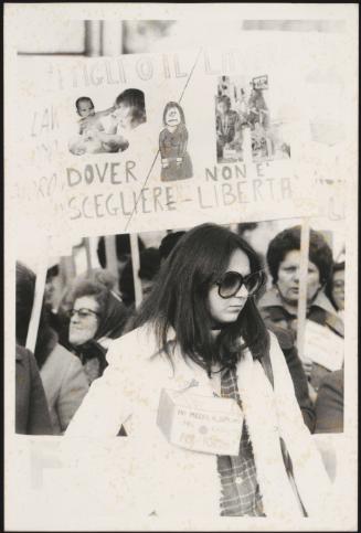 Women protest at a feminist rally on the issues of abortion versus unwanted pregnancy and subsequent loss of paid employment and opportunities
