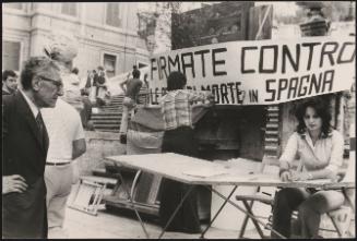 A petition stand against the Basque conflict 