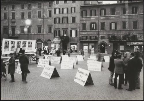 A protest in Piazza Navona, Rome, against anti-Semitism