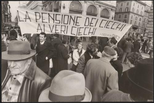 Protesters for the blind saying they deserve real pensions
