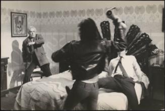 Vittorio de Sica, Jurgen Drews and Bruno Cirino from the film 'Siamo tutti in libertà provvisoria' 