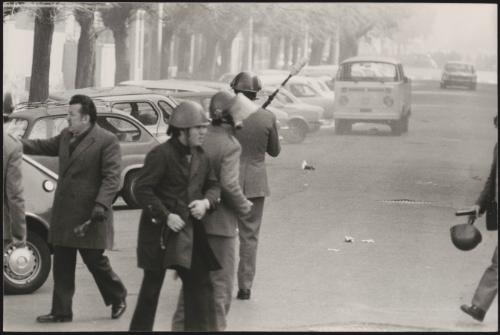 Riot Police organise on the street 