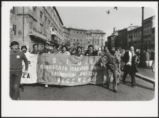 Italian police workers union unit march in demonstration
