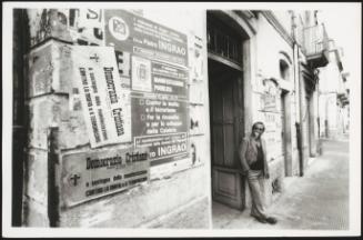 Posters on the street promoting the Christian Democrats' and the Communist Party's support of the demonstration against the Mafia and terrorism, in Reggio Calabria