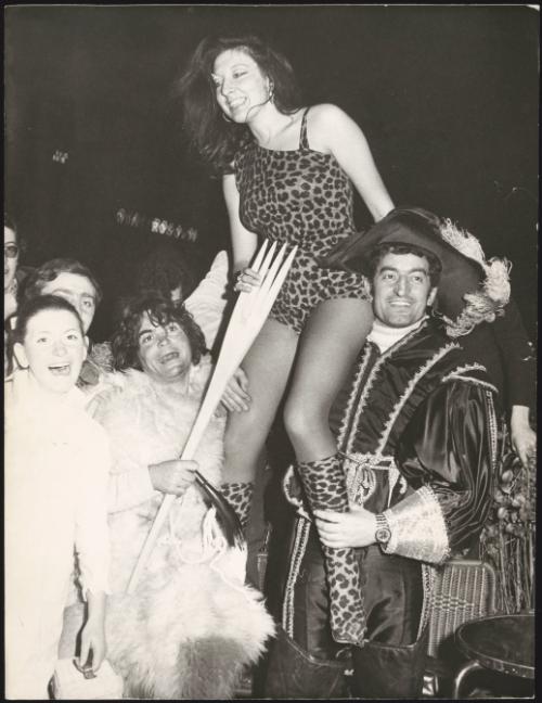 Performers in their theatrical costumes