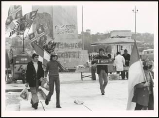 AS Roma football supporters on their way to a match
