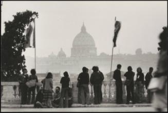 After a PCI rally, the dome of St. Peter's in the background, Rome