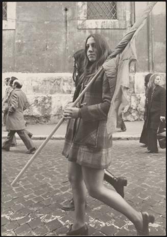 Young woman at an Italian Communist Youth Federation march