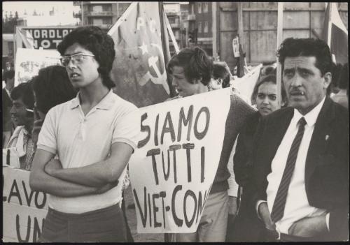 Italian Communist Party (PCI) supporters demonstrate against The Cambodian Civil War