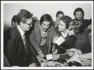 PCI members and Enrico Berlinguer at a meeting in the Tor de Schiavi district, Rome