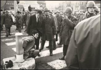 Police at a Communist Party rally