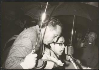 Communist Party speakers at a demonstration