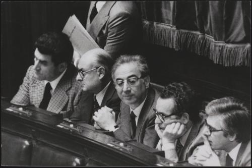 Christian Democrat Francesco Cossiga with other politicians 