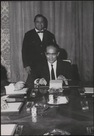 Christian Democrat Emilio Colombo in his study at Montecitorio, Rome