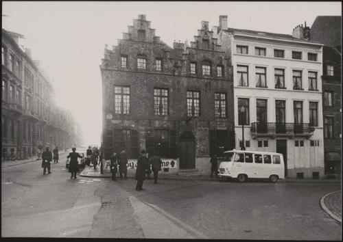Belgian police awaiting the arrival of British Prime Minister Harold Macmillan