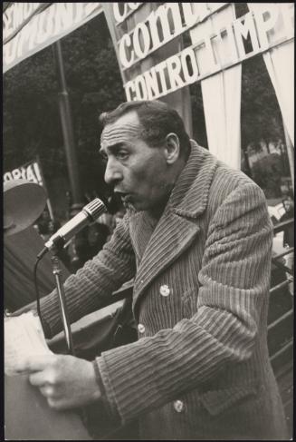 PCI activist and director of the Communist magazine 'The manifesto', Luigi Pintor, speaking at a political rally