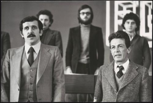 Politicians and members of the Communist party  Renzo Imbeni and Enrico Berlinguer 