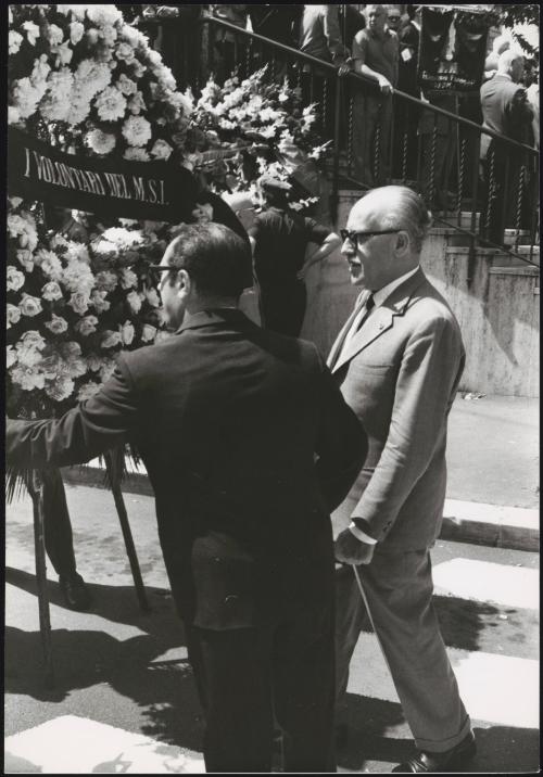 President of Italy Giovanni Leone pays his respects at the funeral of General Giovanni De Lorenzo