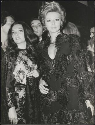 Actresses Claudie Lange and Bedy Moratti, photographed at a party