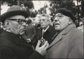 Umberto Terracini outside with other communist leaders, Girolamo Li Causi and Pietro Secchia.