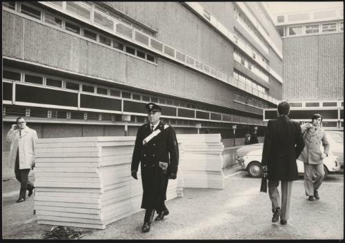 Outside the courthouse during Pietro Valpreda's trial 