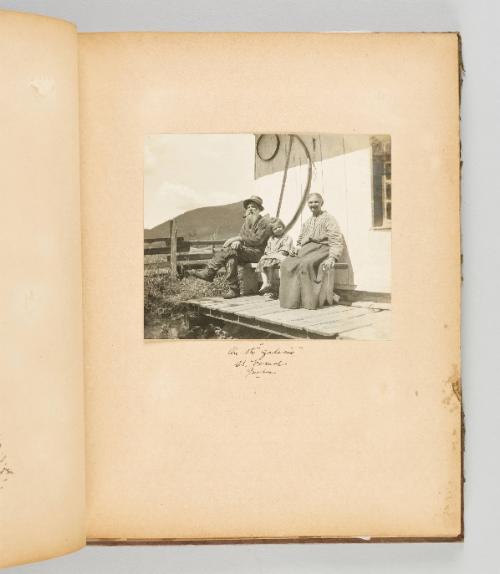 On the "galerie", St. Féréol, Quebec. [Page 11 of Quebec I; from collection of Canadian albums compiled by Edith S. Watson, 1890s-1930s]