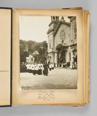 [Procession of Pilgrims] Page 1 of Ste Anne de Beaupré; from collection of Canadian albums compiled by Edith S. Watson, 1890s-1930s