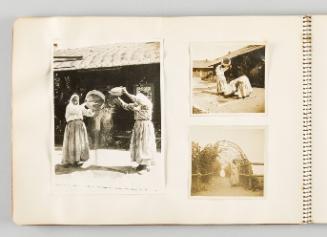 [Women winnowing; woman under viney trellis] [Page 24 of The Doukhobors I album]
