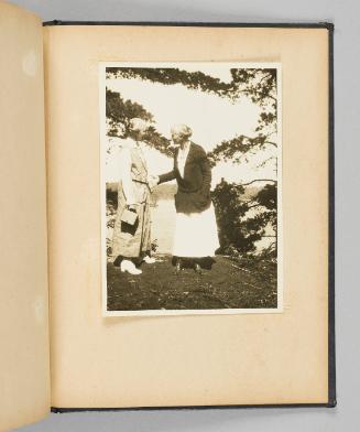 [Portrait of Edith and Queenie engaged in conversation] [Page 45 of Happy Voyages with Queenie album]