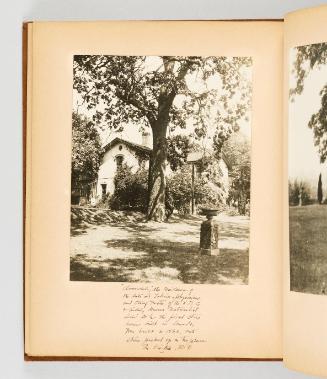 "Cloverdale," the residence of the late Dr. Tolmie, physician and Chief Doctor of the H.B.C. + widely known naturalist. Said to be the first stone house built in Canada. Was built in 1860, with stone picked up in the place, In Victoria, B.C. [Page 38 of Victoria, BC album]