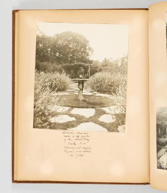 Lavender bordered walk in the garden of Ms. Armstrong, Victoria, B.C., flowering and creeping thyme grow between the stones. [Page 24 of Victoria, BC album]