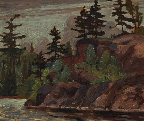 Rocky Cliff with Pine Trees