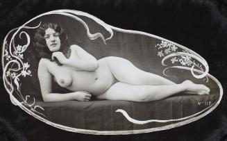 Reclining woman within floral motif design