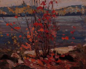 Lake and Red Tree (recto); ink study (verso)