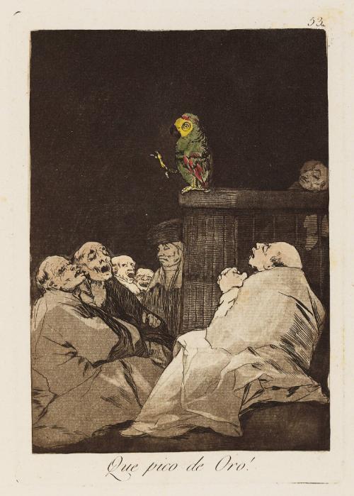 What a golden beak!   Plate 53 from "Los Caprichos"