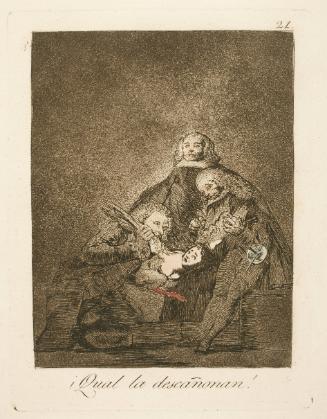 How they pluck her!   Plate 21 from "Los Caprichos"