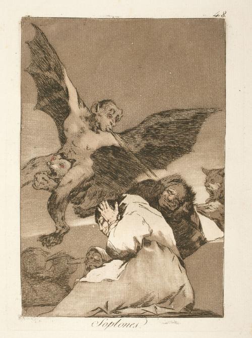 Tale-bearers/Blasts of wind   Plate 48 from "Los Caprichos"