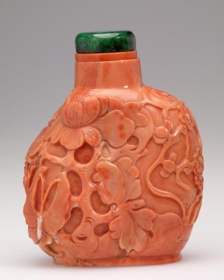 Snuff Bottle, with carved flowers and butterflies