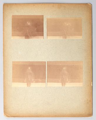 Chronophotographic study of a man, dressed in black, and walking away from camera (stereoscopic views)