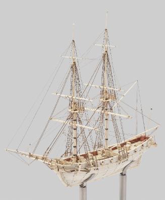 Clinker Built Bone Ship Model of a Brig