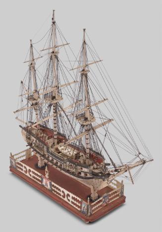 Primitive Bone Ship Model of a Frigate